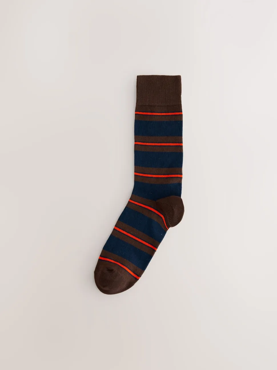 Blue/Red/Brown Striped Pattern Socks 8 Pack