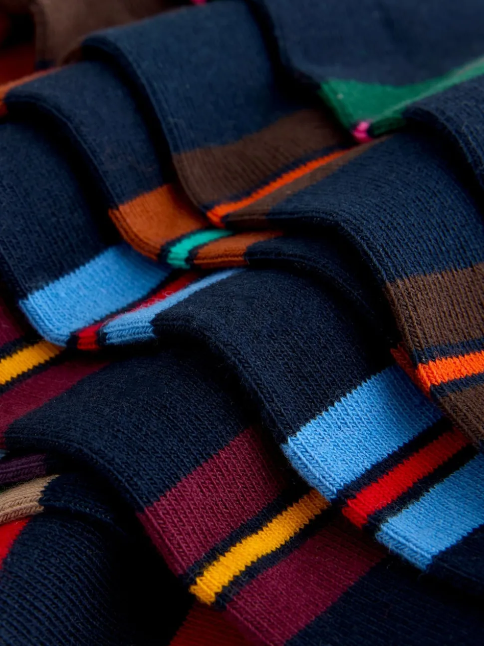 Blue/Red/Brown Striped Pattern Socks 8 Pack