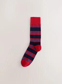 Blue/Red/Brown Striped Pattern Socks 8 Pack