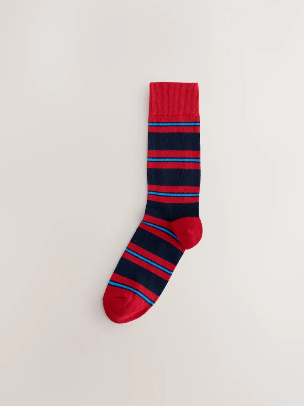 Blue/Red/Brown Striped Pattern Socks 8 Pack