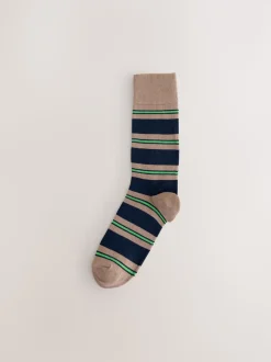 Blue/Red/Brown Striped Pattern Socks 8 Pack