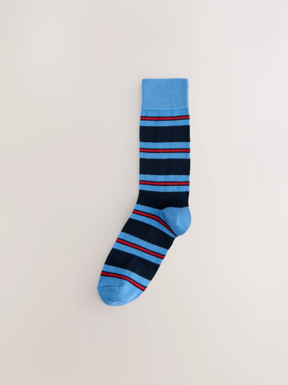 Blue/Red/Brown Striped Pattern Socks 8 Pack