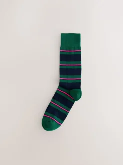 Blue/Red/Brown Striped Pattern Socks 8 Pack