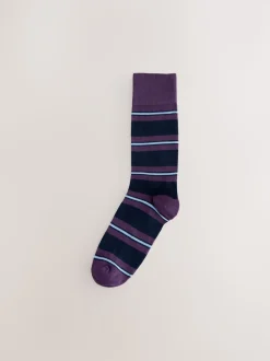 Blue/Red/Brown Striped Pattern Socks 8 Pack