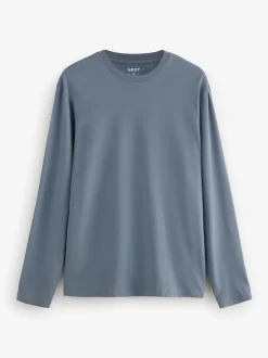 Blues/Grey/Neutrals Regular Fit Regular Fit Long Sleeve 100% Cotton T-Shirts 5 Pack