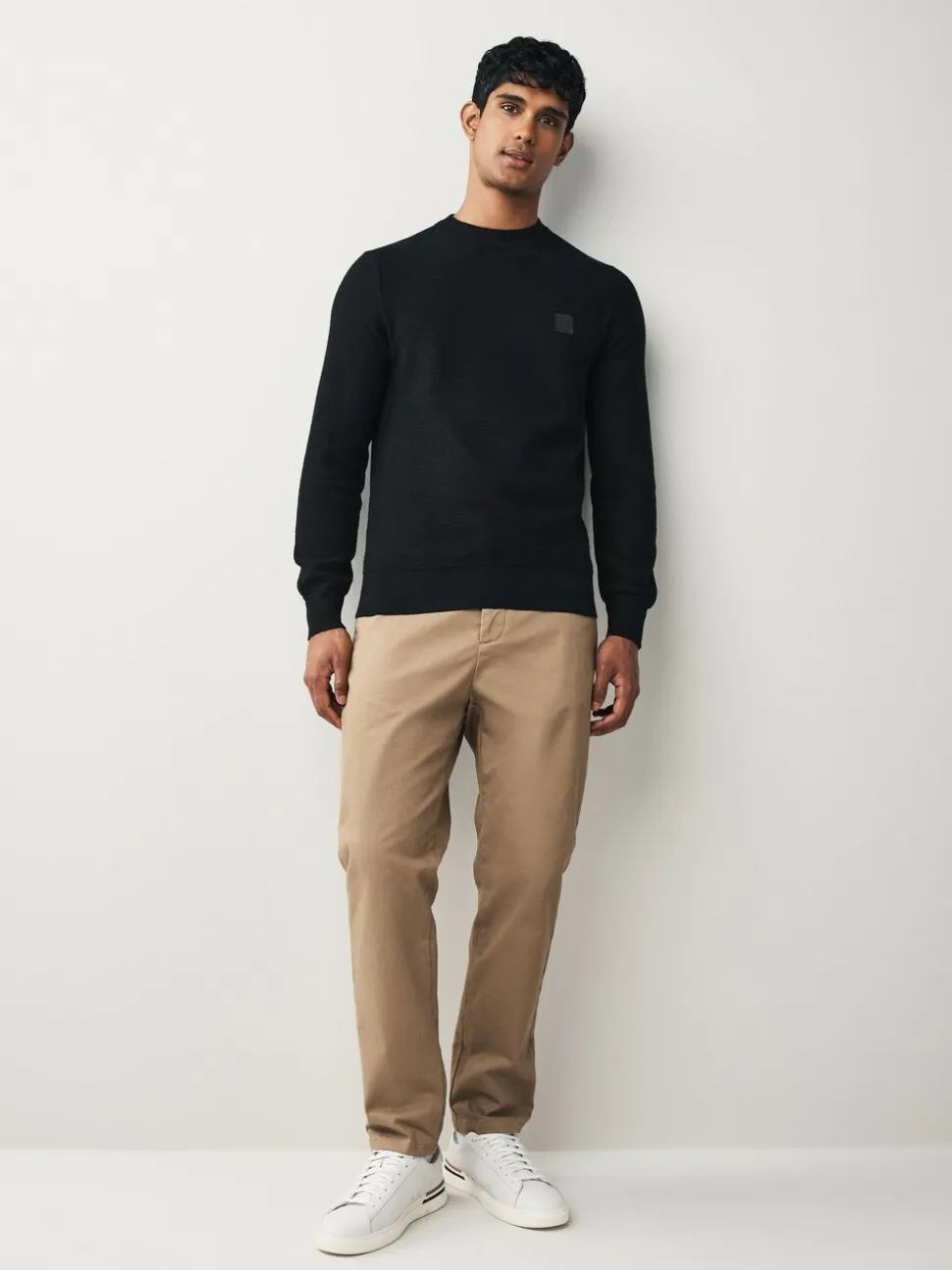 BOSS Black Anion Regular Fit Logo Patch Cashmere Blend Knit Jumper