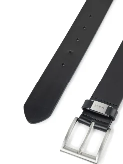 BOSS Black Brushed Metal Leather Belt