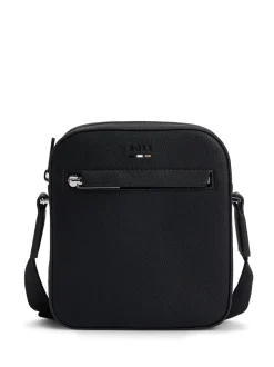 BOSS Black Grained Faux Fur Leather Reporter Bag
