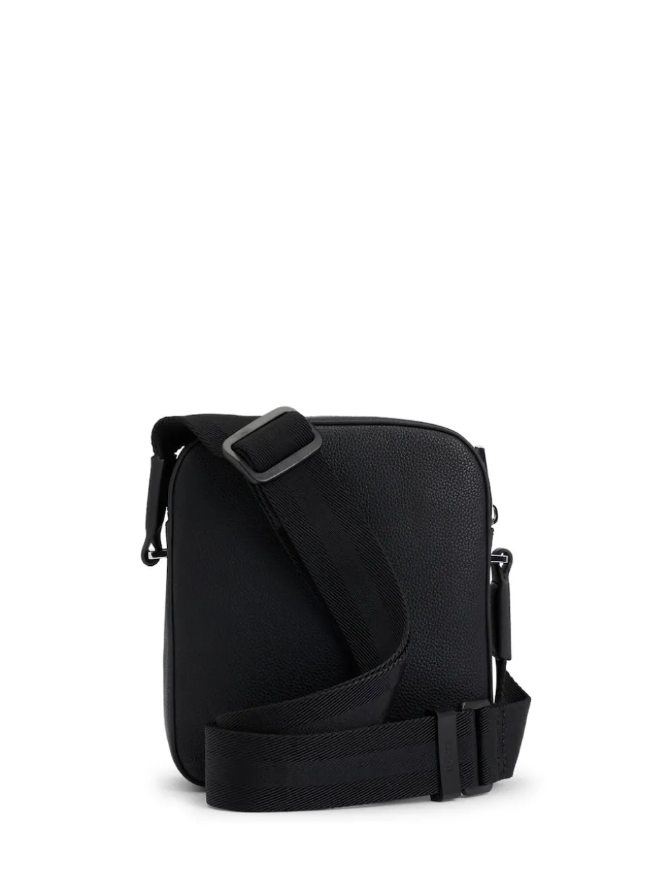 BOSS Black Grained Faux Fur Leather Reporter Bag