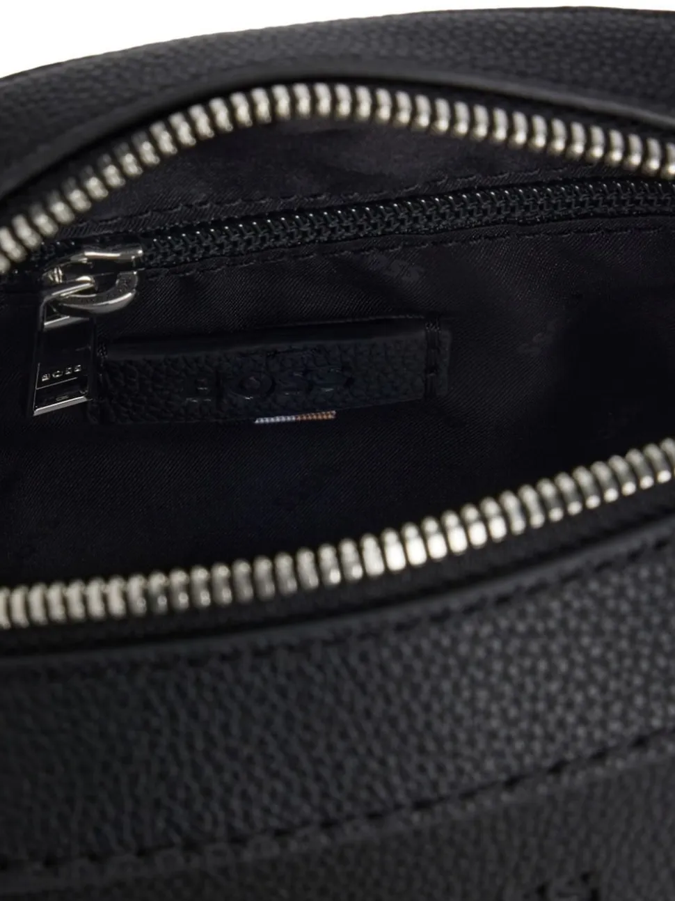 BOSS Black Grained Faux Fur Leather Reporter Bag