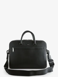 BOSS Black Grained Faux-Leather Document Case