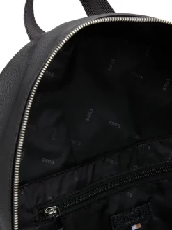 BOSS Black Grained Faux-Leather Backpack