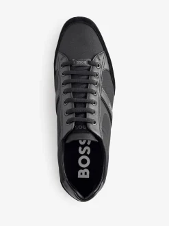 BOSS Black Mix Materials Trainers With Suede And Faux Leather