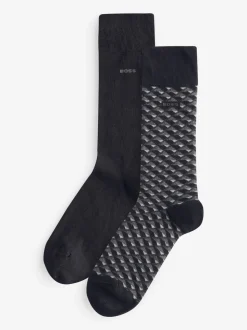 BOSS Black Patterned Logo Socks 2 Pack
