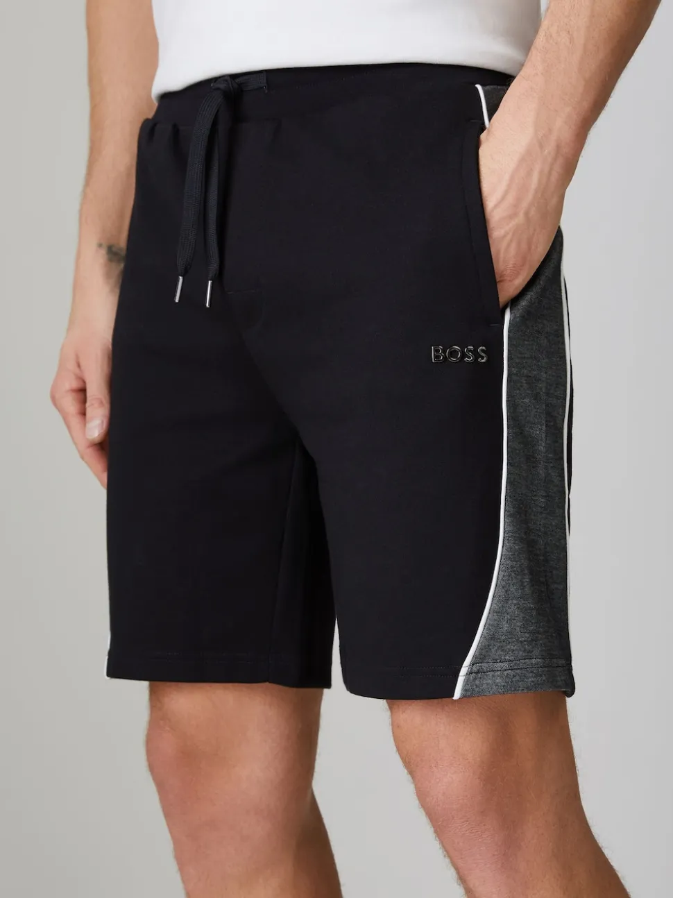 BOSS Black Stripe Detail Logo Shorts