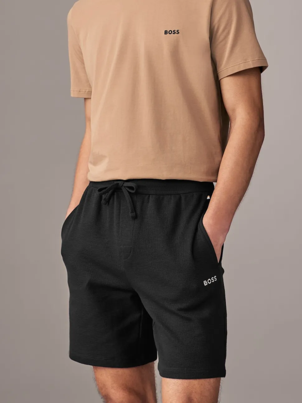 BOSS Black Waffle Shorts