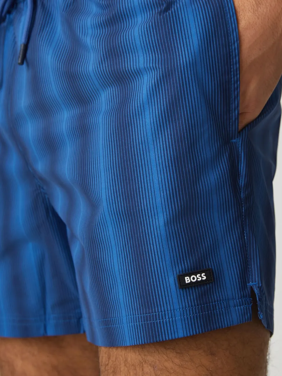 BOSS Blue Flounder Stripe Swim Shorts