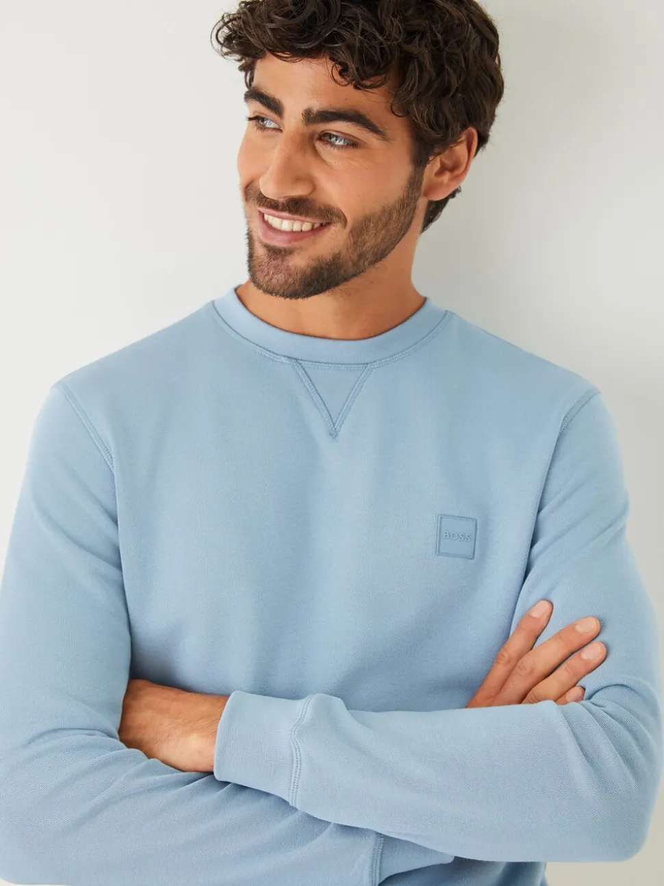 BOSS Blue Light Westart Crew Neck Logo Sweatshirt