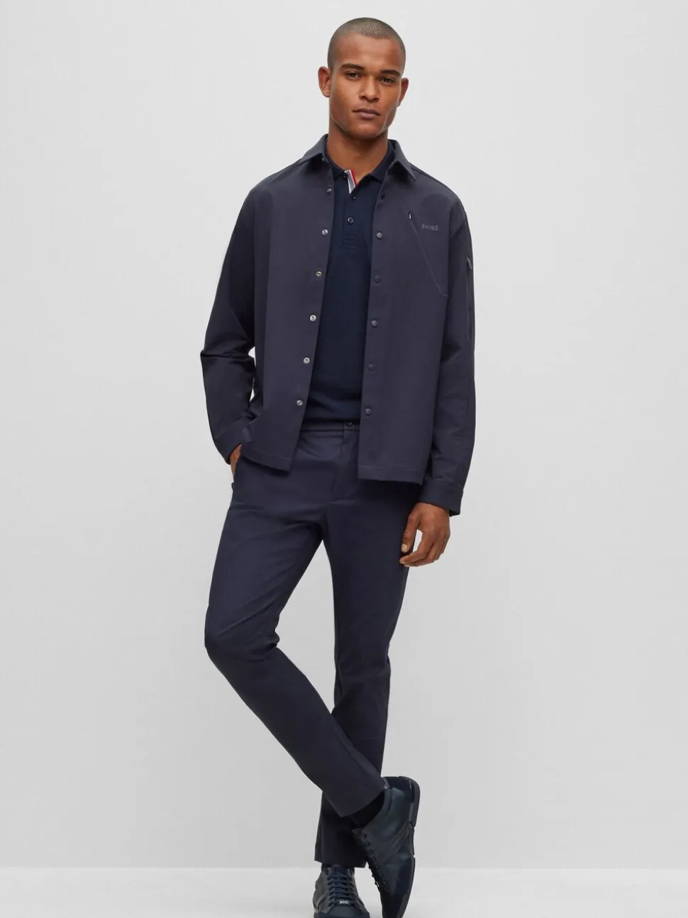BOSS Blue Mix Materials Trainers With Suede And Faux Leather