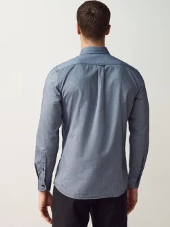 BOSS Blue Regular Fit Button Down Cotton Shirt