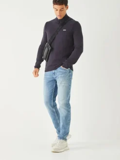 BOSS Blue Regular Fit Ever Quarter Zip Jumper