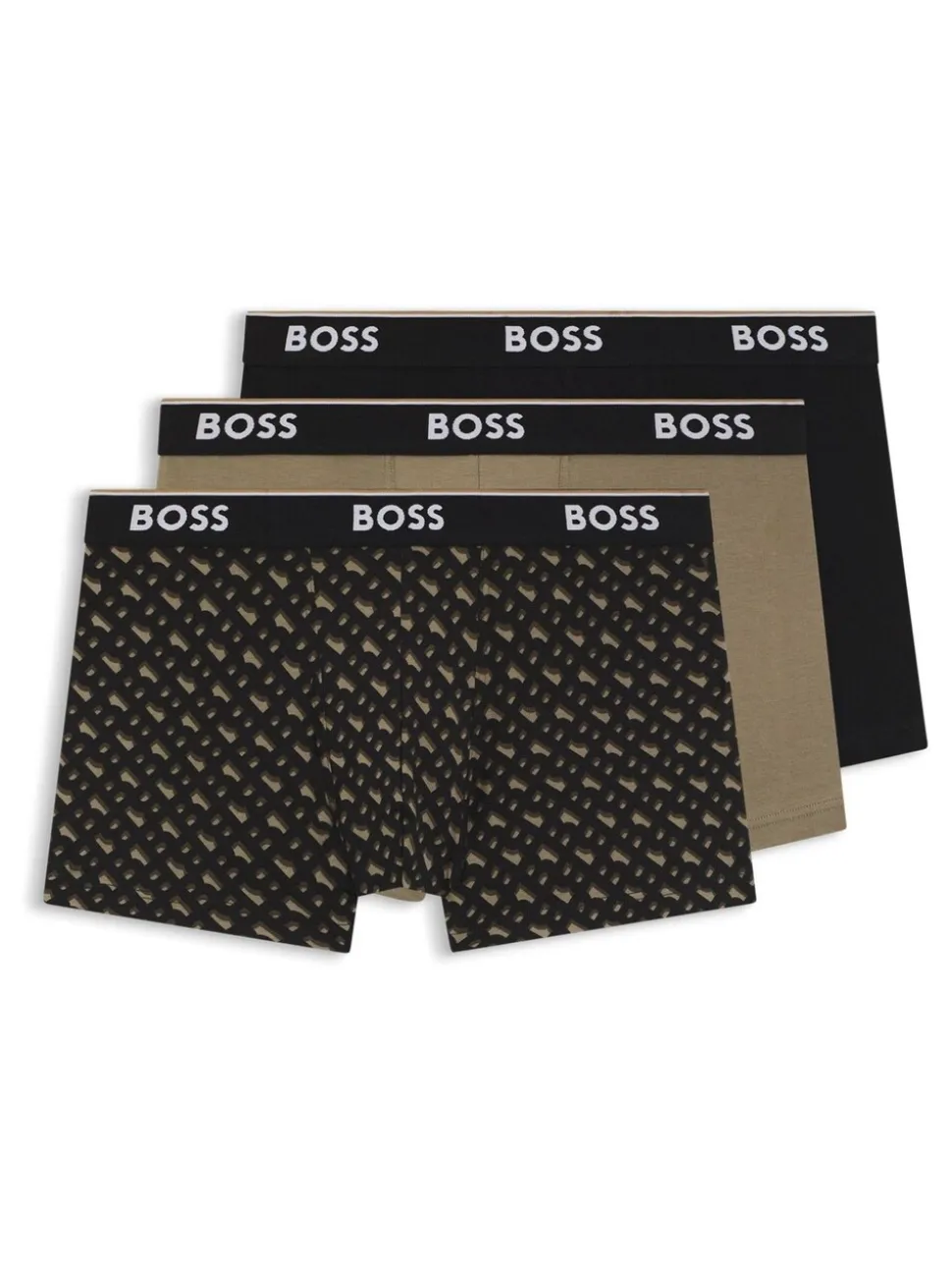 BOSS Brown Power Logo Boxer Trunks 3 Pack