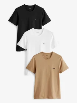 BOSS Brown/White/Black Classic Crew Neck T-Shirts 3 Pack