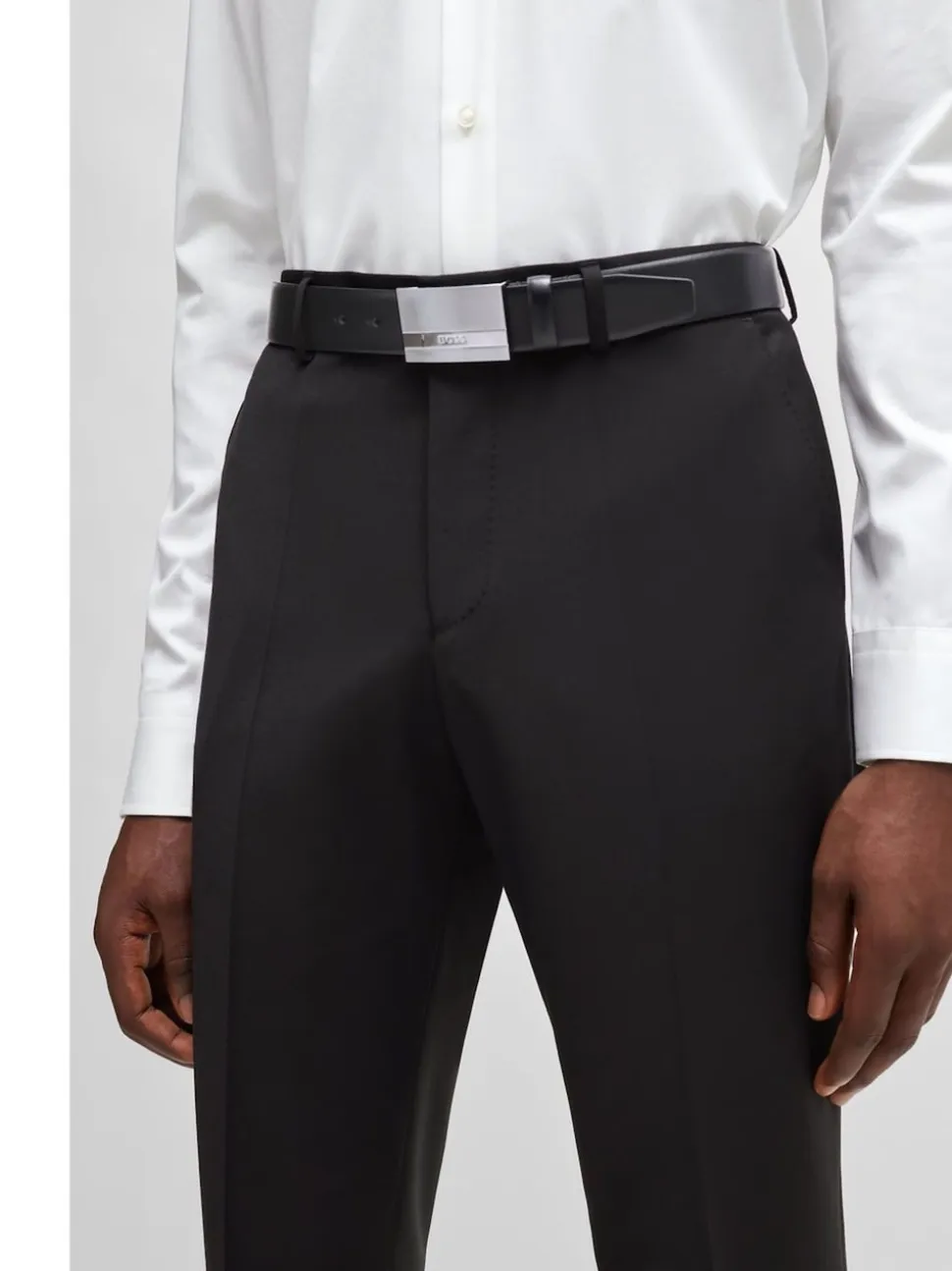 BOSS Cobalt Black Baxton Leather Belt