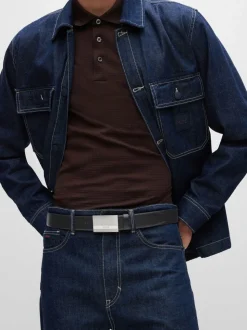 BOSS Cobalt Black Baxton Leather Belt