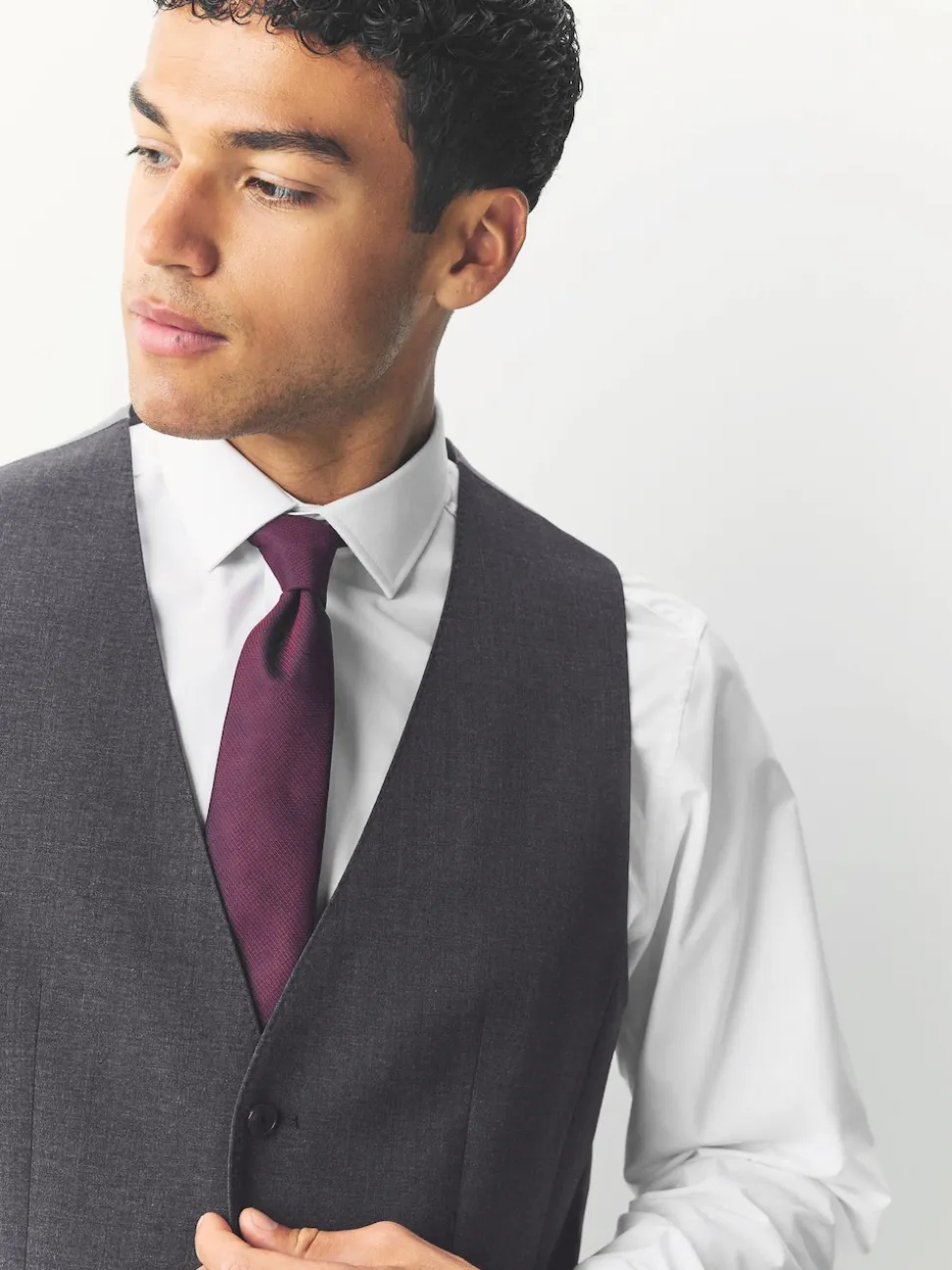 BOSS Grey Light Slim Fit Tailored Waistcoat