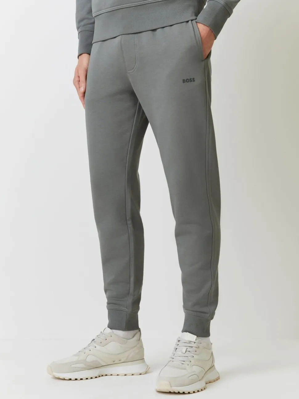 BOSS Grey Logo Hooded Tracksuit