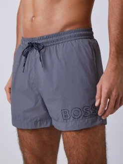 BOSS Grey Mooneye Logo Swim Shorts