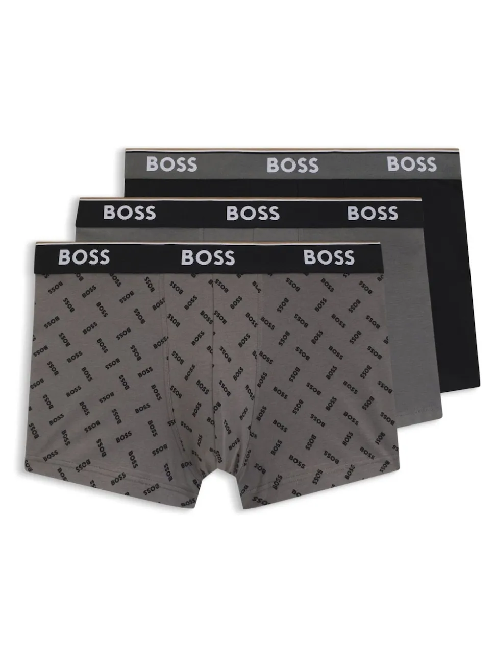 BOSS Grey Power Logo Boxer Trunks 3 Pack