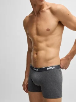 BOSS Grey Power Stretch Cotton 3 Pack Boxers