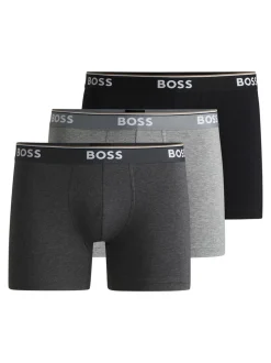 BOSS Grey Power Stretch Cotton 3 Pack Boxers