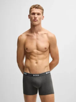BOSS Grey Power Stretch Cotton 3 Pack Boxers
