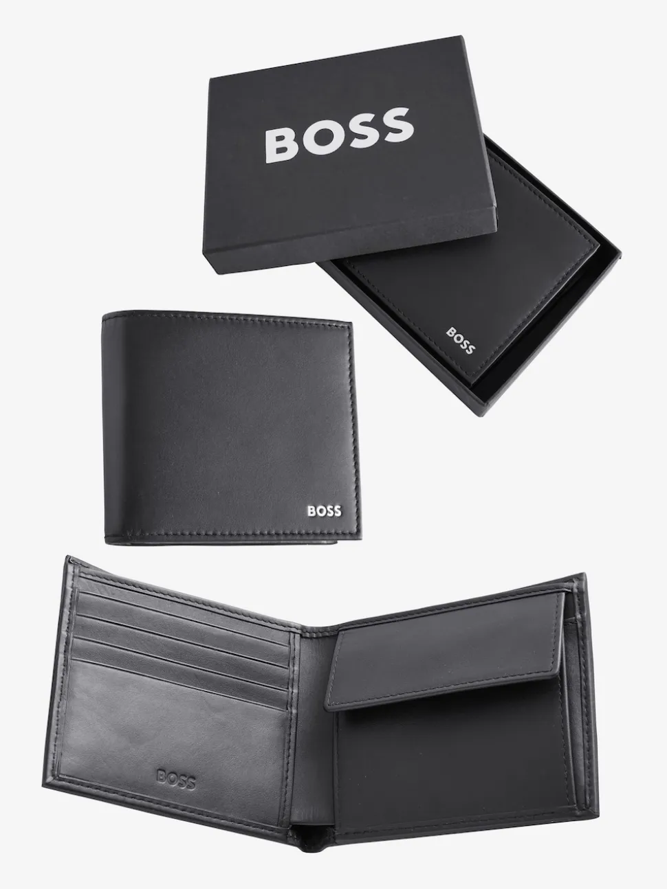 BOSS Grey Randy Signature Logo Billfold Wallet
