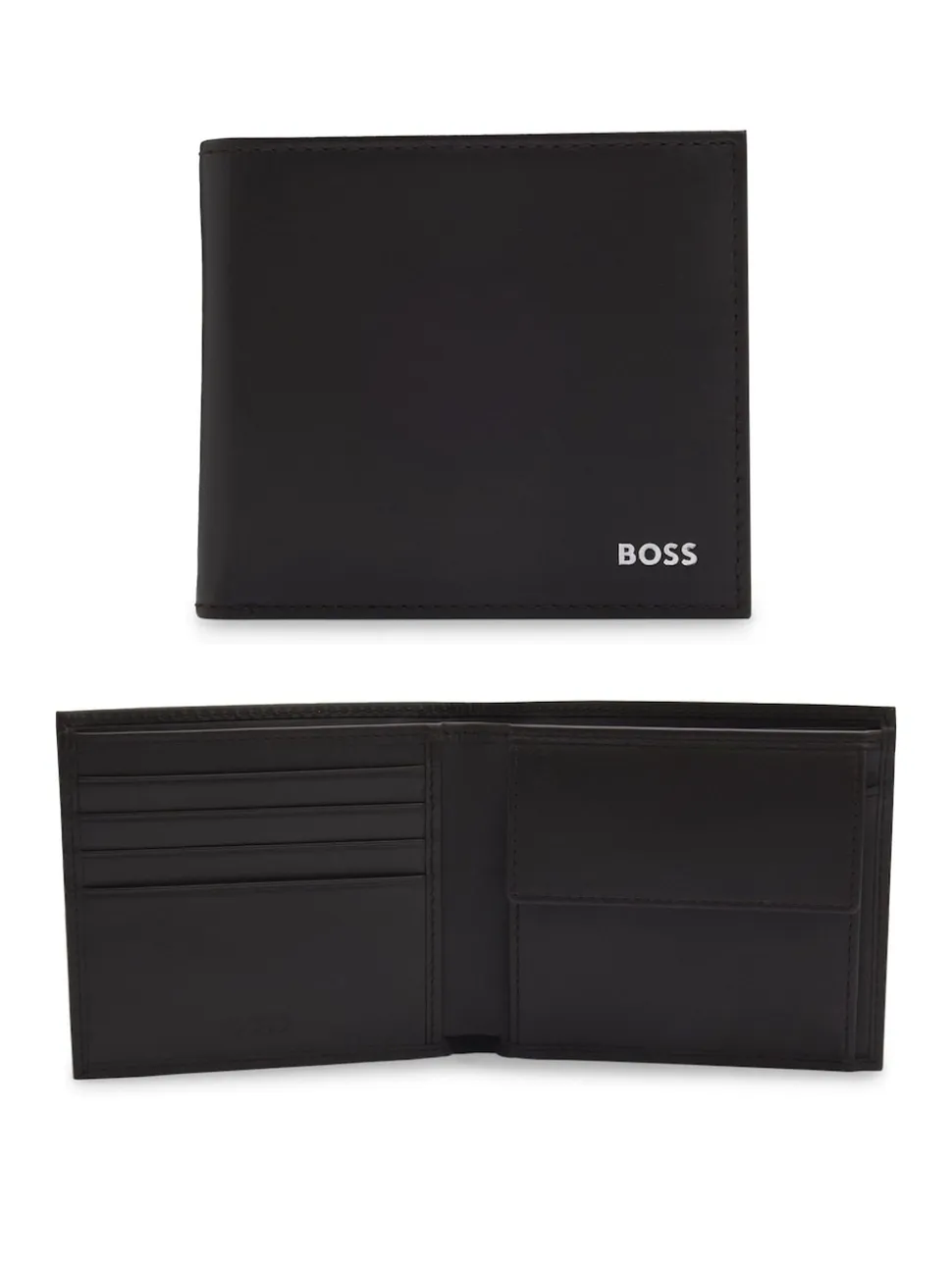 BOSS Grey Randy Signature Logo Billfold Wallet