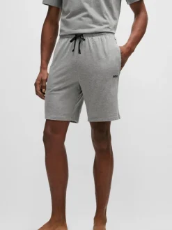 BOSS Grey Regular-Fit Logo Stretch Shorts