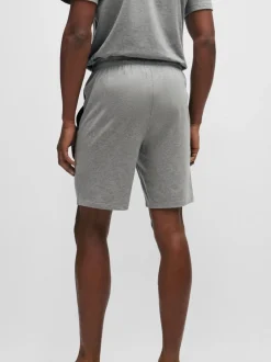 BOSS Grey Regular-Fit Logo Stretch Shorts