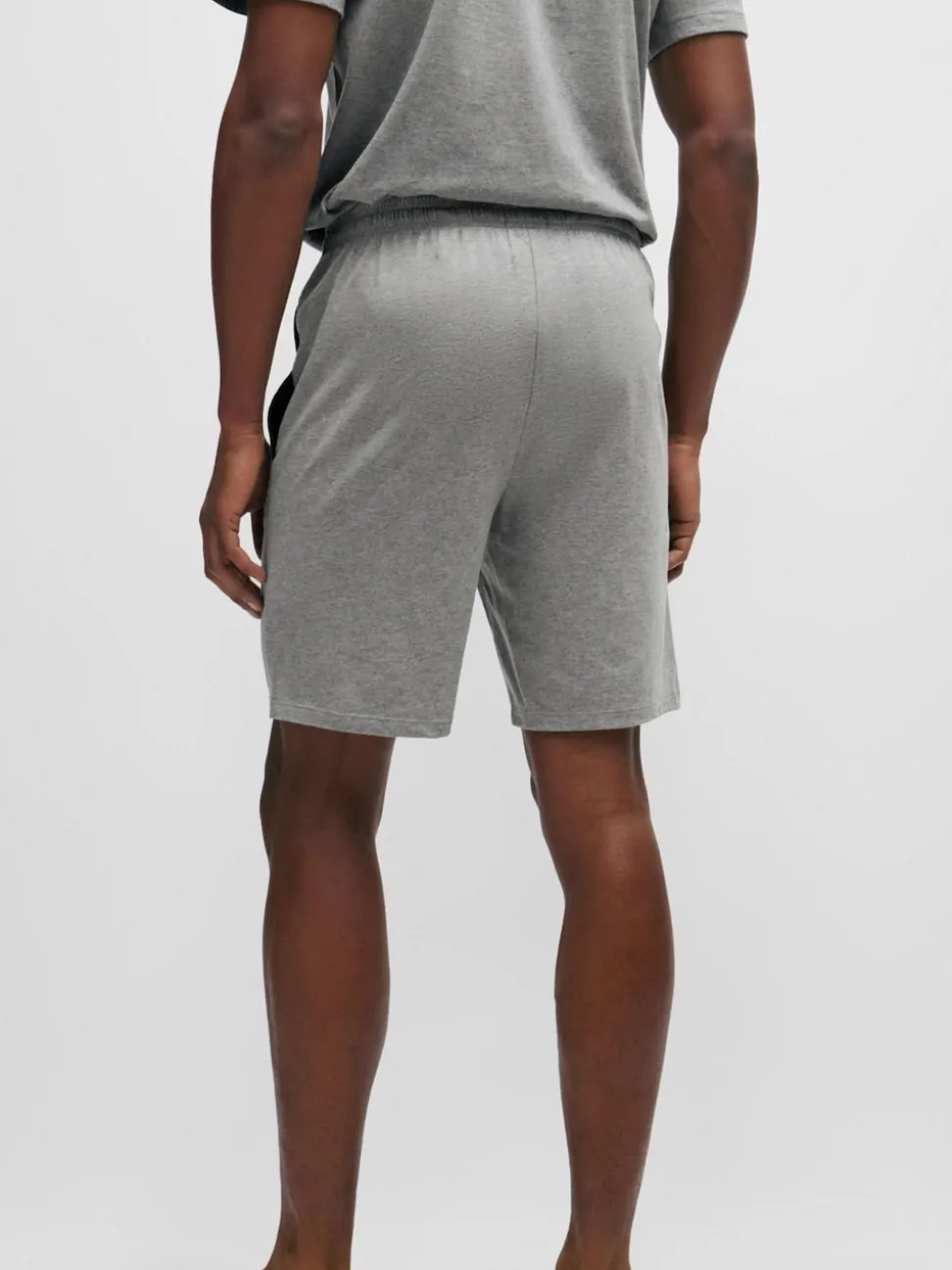BOSS Grey Regular-Fit Logo Stretch Shorts