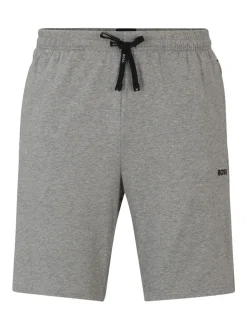 BOSS Grey Regular-Fit Logo Stretch Shorts