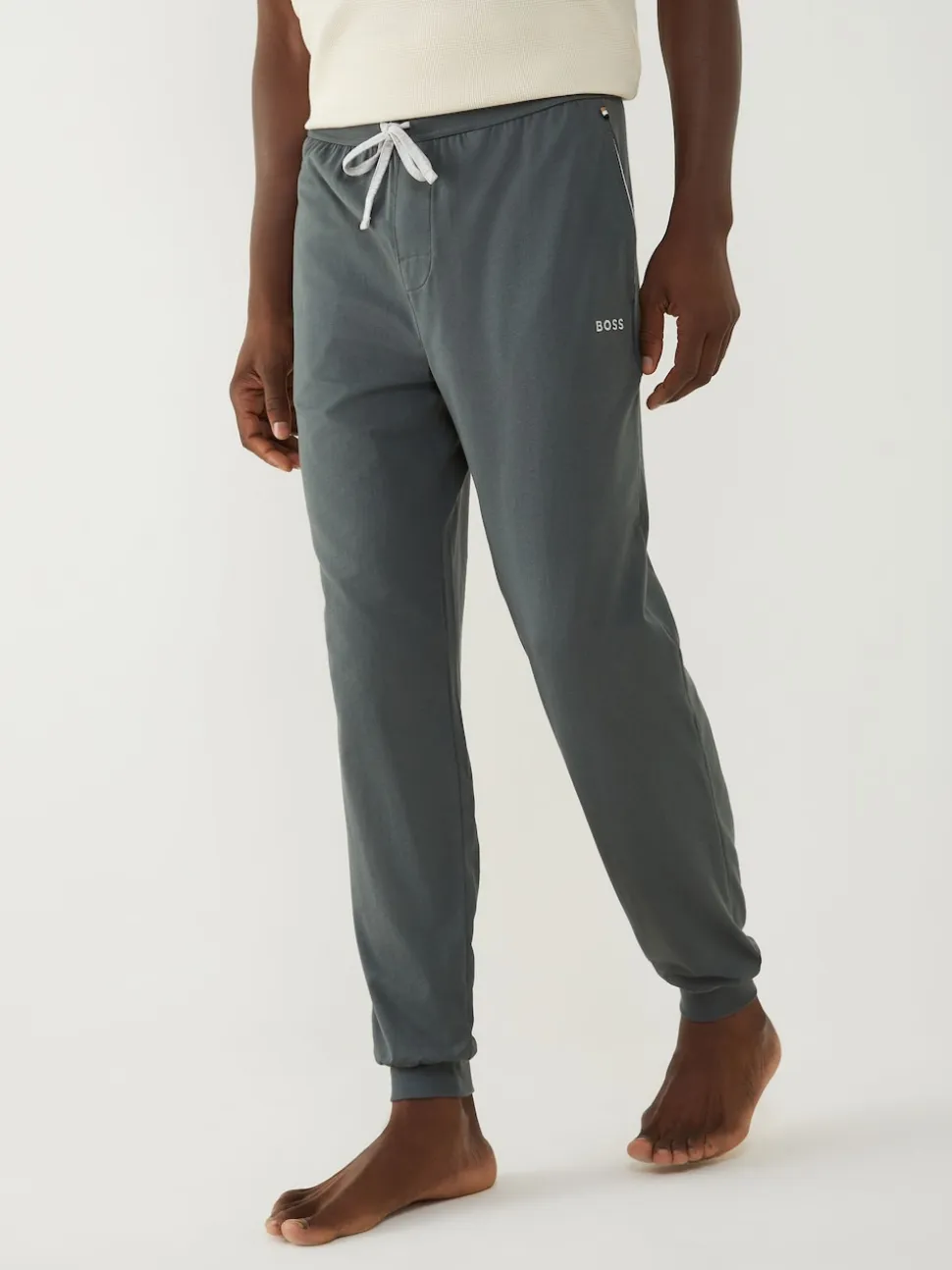 BOSS Grey Stretch Cotton Tracksuit Bottoms