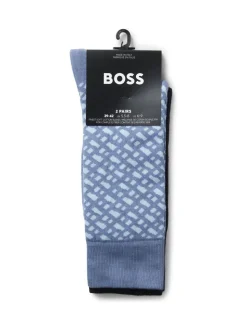 BOSS Light Blue Monogram Socks 2 Pack