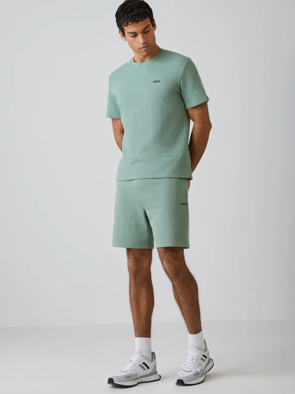 BOSS Light Green Waffle Shorts