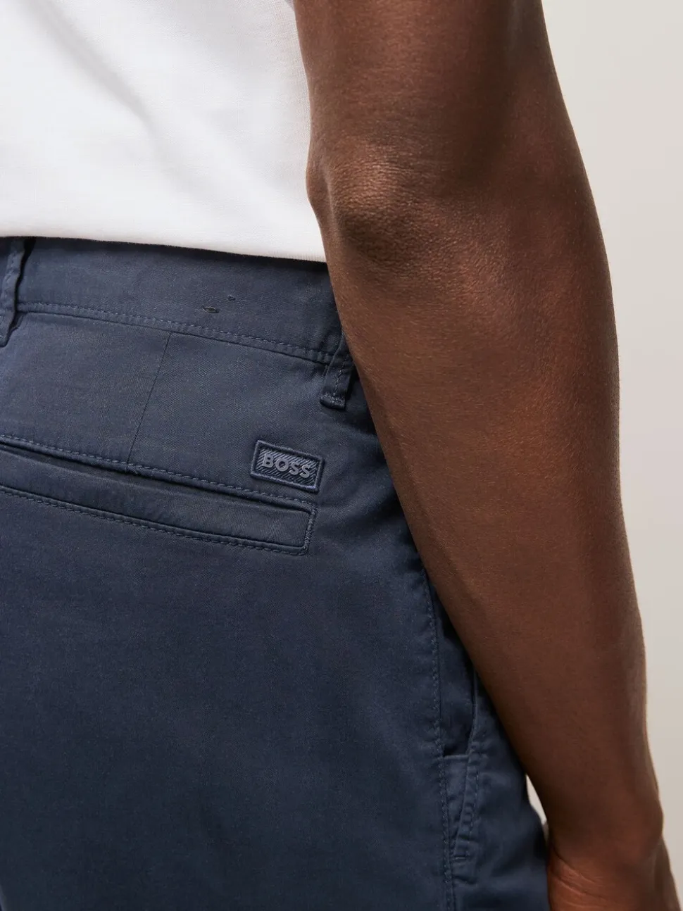 BOSS Navy Blue Slim Fit Chino Shorts