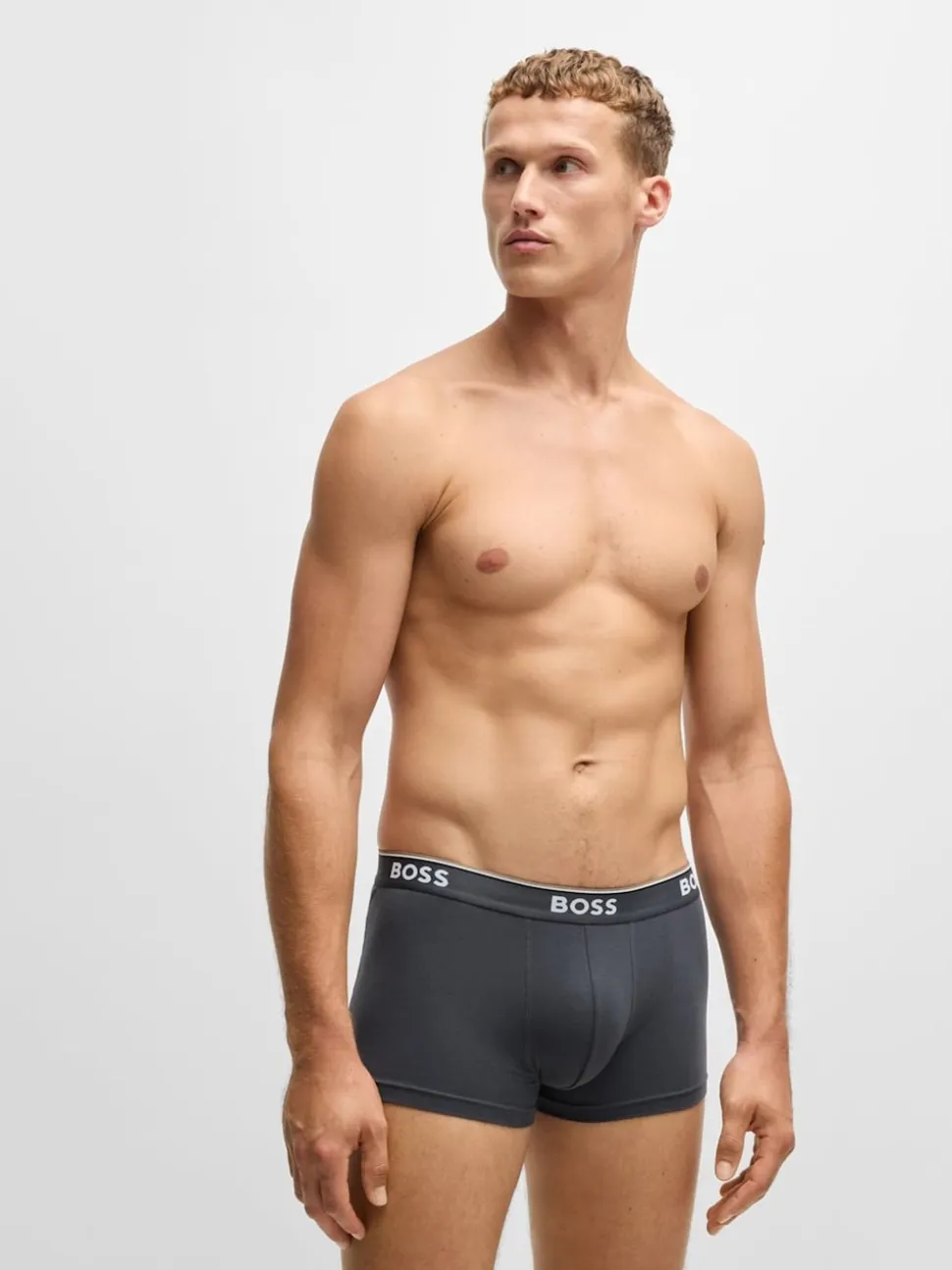 BOSS Navy/Grey/Blue Power Stretch Cotton 3 Pack Boxers