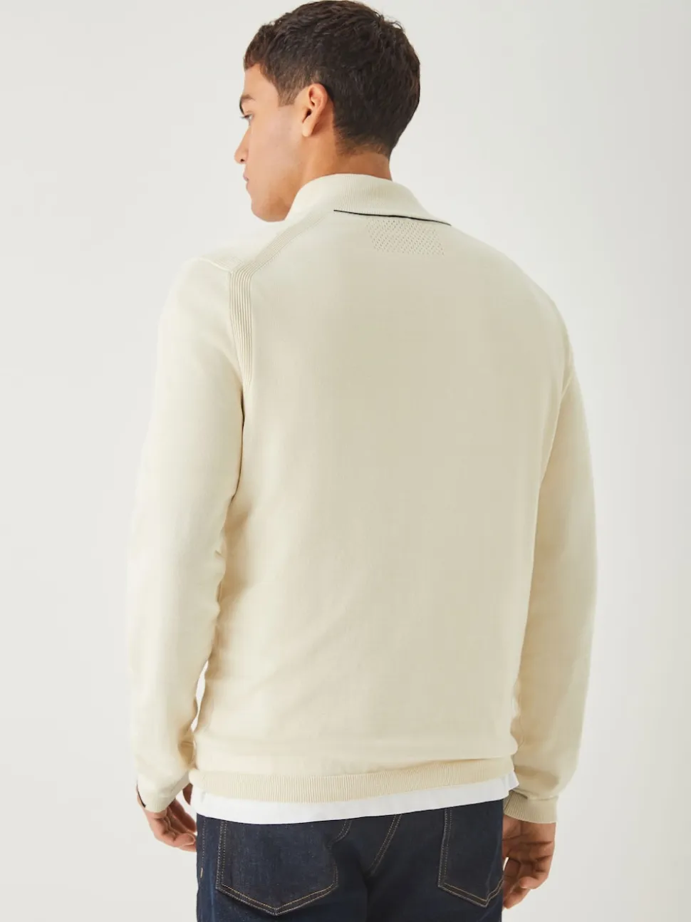 BOSS White Regular Fit Ever Quarter Zip Jumper