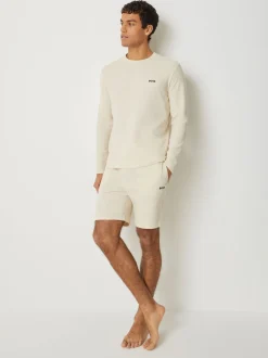 BOSS White Waffle Shorts