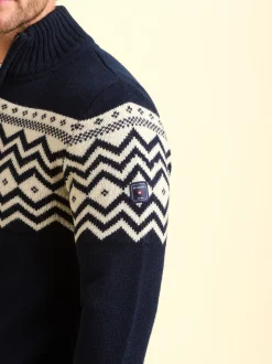 Brakeburn Blue Abberton Knit Quarter Zip Knit Jumper